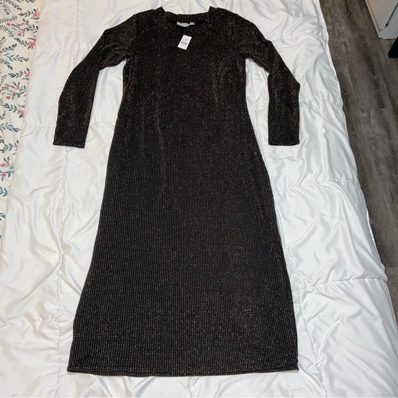LOFT Shimmer Sweater Dress New! Multicolored glitter metallic medium black - Picture 1 of 11